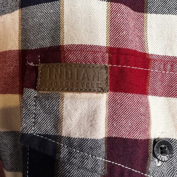 Indian Motorcycle Flannel Shirt 3XL Red Plaid Authentic Excellent - Picture 4 of 16